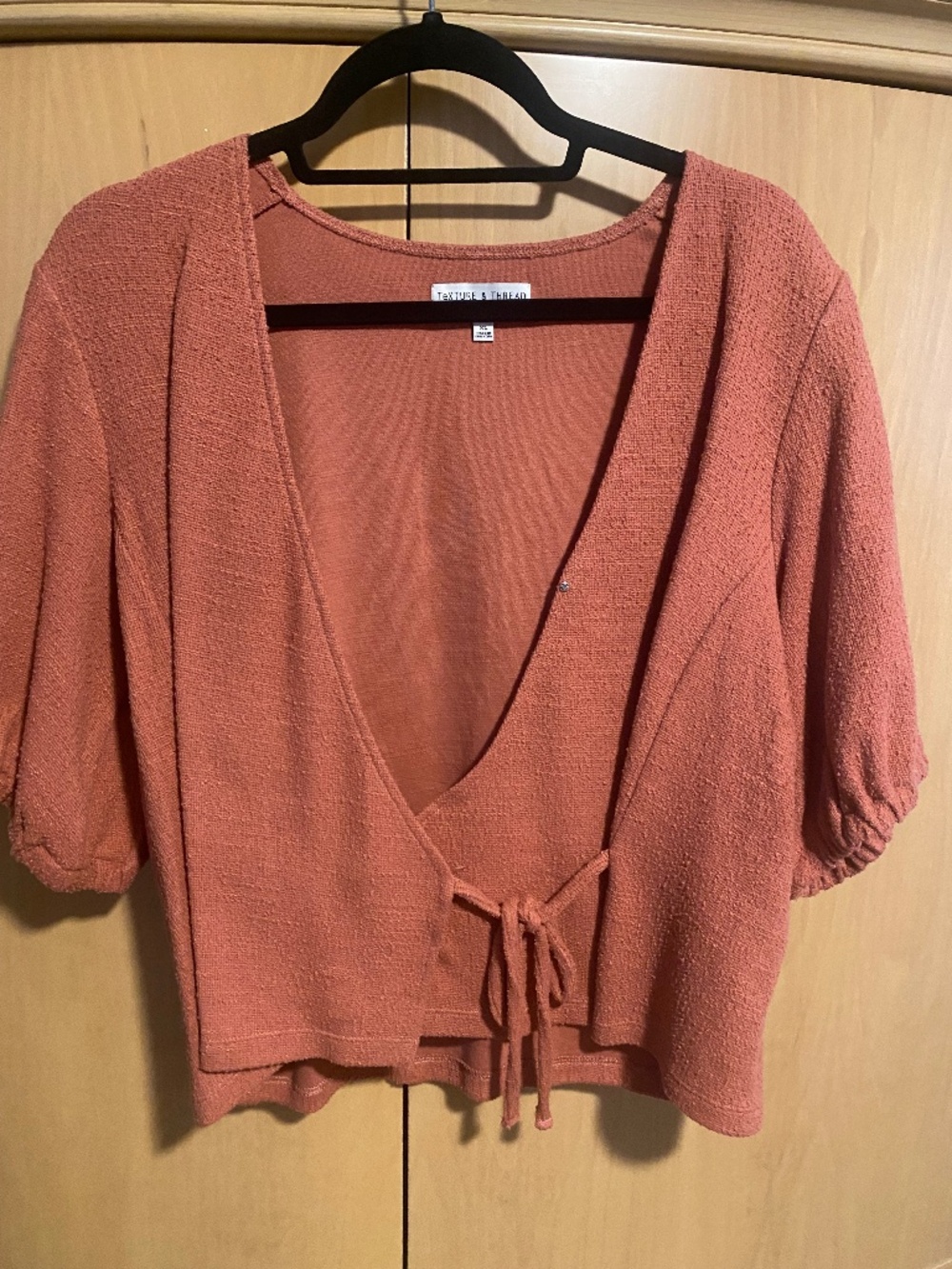 Coral Wrap Tie Waist Blouse